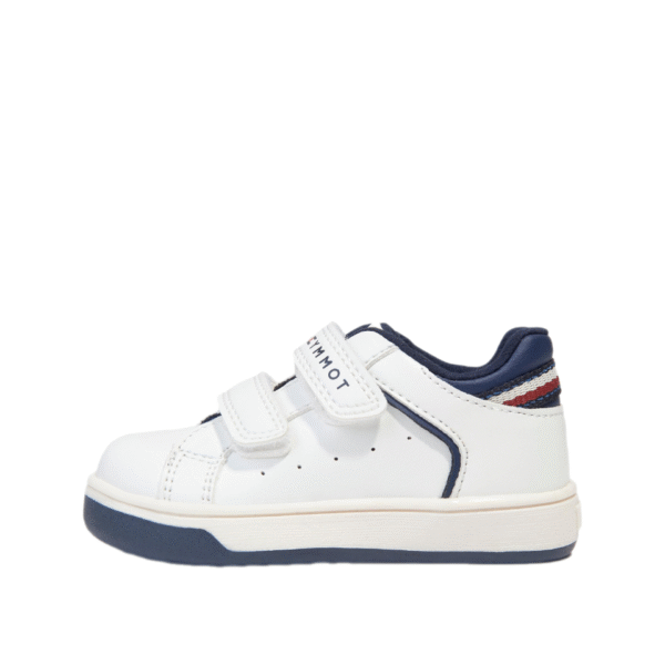 TH Boys’ Low Cut Velcro – White Faux Leather