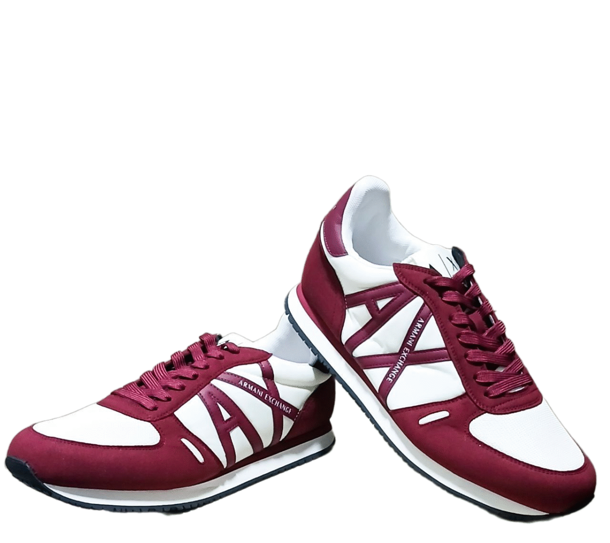 Armani Exchange Logo Lace-Up Sneakers -burgundy - Image 1