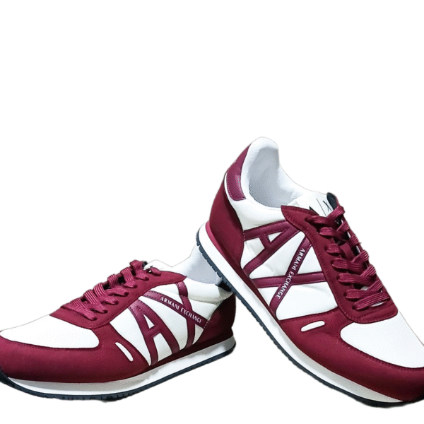 Armani Exchange Logo Lace-Up Sneakers -burgundy