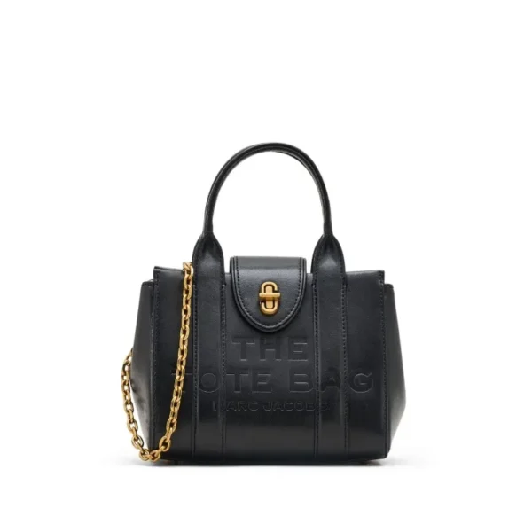 Marc Jacobs Turnlock Crossbody Tote – Black Nappa Leather