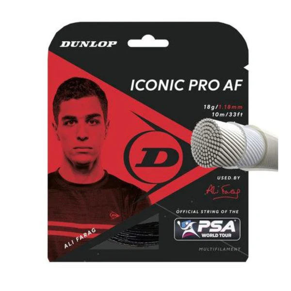 Dunlop Iconic Pro 18G Squash String Set – 10M (Black)