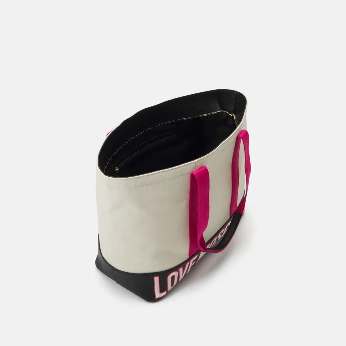 Love Moschino Summer Canvas Tote – Ivory/Fuchsia - Image 4