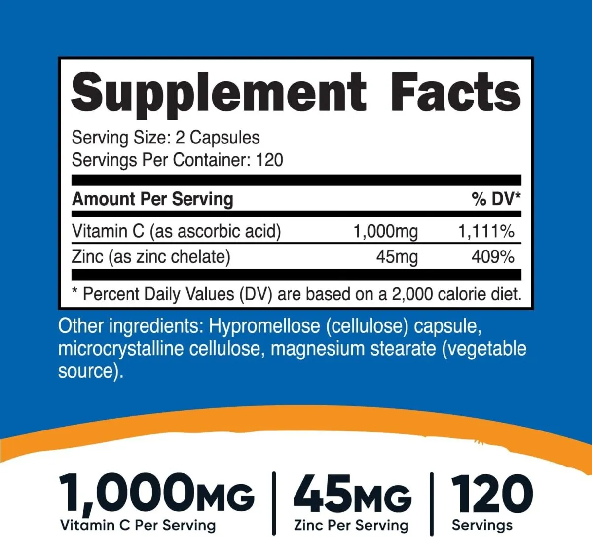 Nutricost Vitamin C with Zinc Supplement Capsules, 120 Servings - 1000mg - Image 4