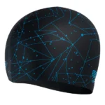 Speedo HydroSlogan Silicone Cap – Unisex Black/Blue - Image 2