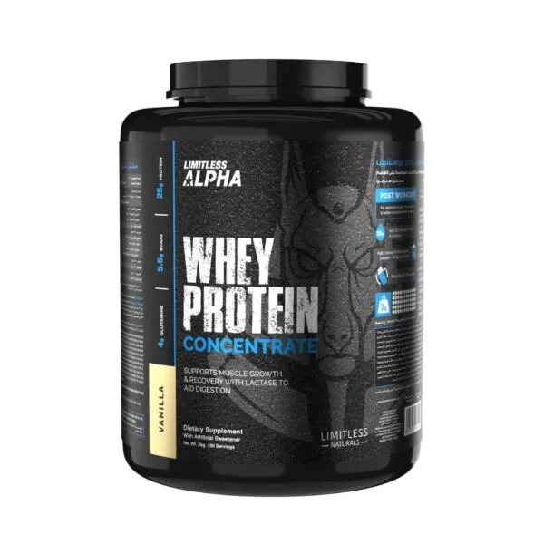 Limitless Alpha Whey Protein Concentrate – Vanilla (60 Servings / 2kg)