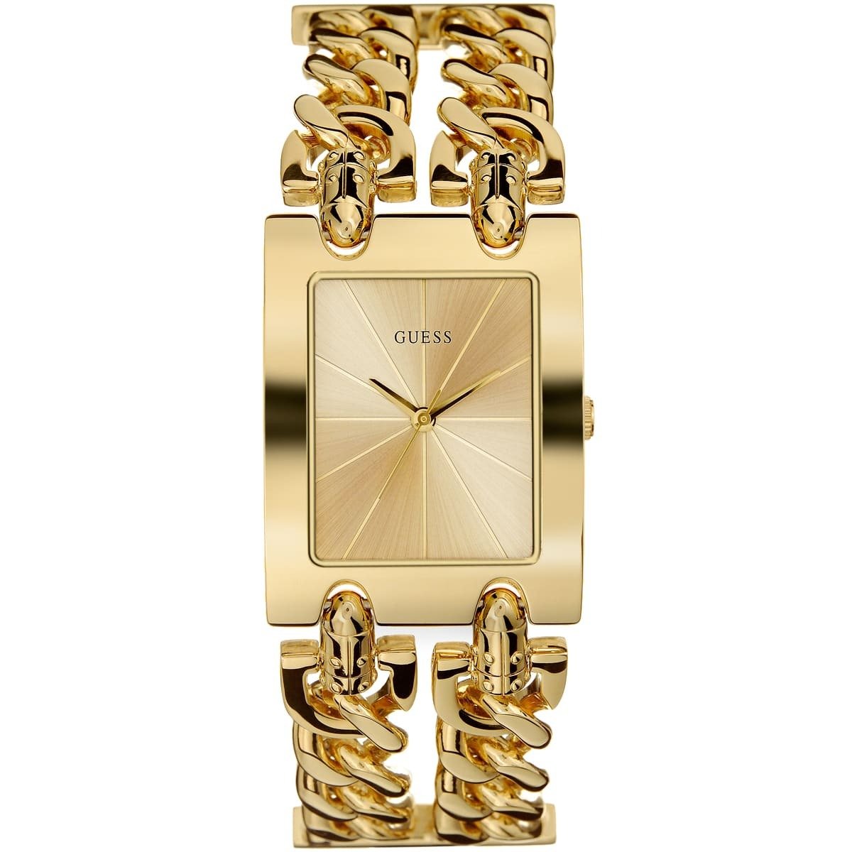 i90176l1-guess-watch-women-gold-dial-stainless-steel-metal-golden-strap-quartz-analog-three-hand-square-mod-heavy-metal Guess CrystalGlow - Image 1