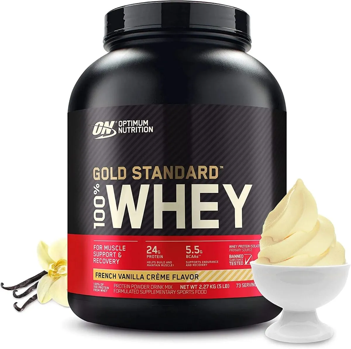 Optimum Nutrition 100% Whey Gold Isolate 5LB – French Vanilla - Image 1