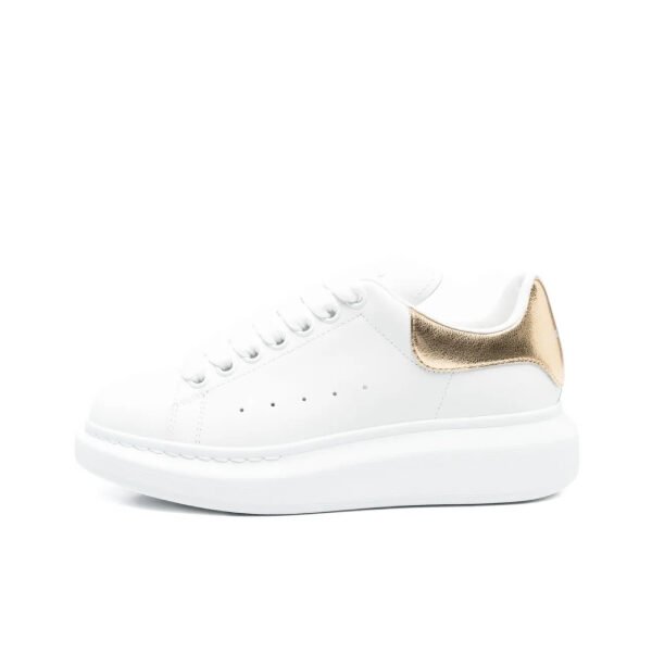Alexander McQueen Women's Chunky Leather Sneakers with light Gold Glitter Heel
