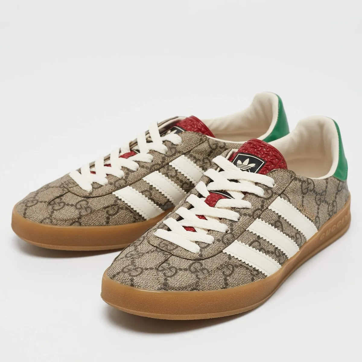 Gucci x Adidas Beige GG Supreme Canvas Gazelle Sneakers - Image 2