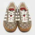 Gucci x Adidas Beige GG Supreme Canvas Gazelle Sneakers - Image 3