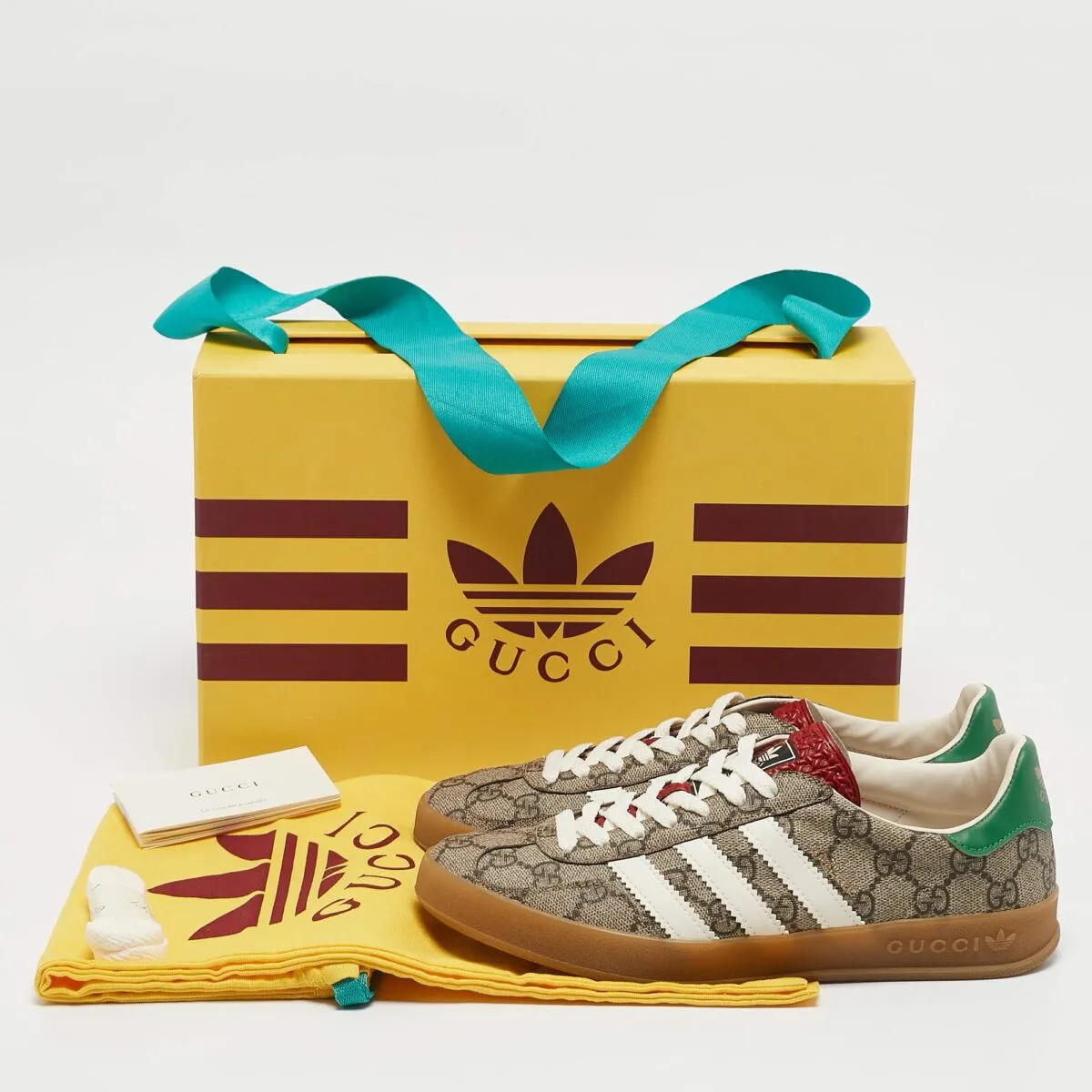 Gucci x Adidas Beige GG Supreme Canvas Gazelle Sneakers - Image 8