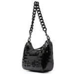 Versace Jeans Couture Sequin Logo Bag – Black & Silver - Image 2