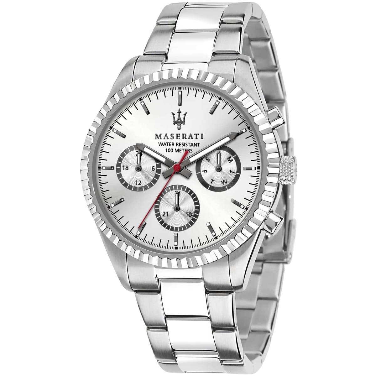 r8853100018-maserati-watch-men-silver-dial-metal-stainless-steel-strap-quartz-battery-analog-day-date-month-water-resistant-100-meters-competizione Maserati Competizione Silver - Image 1