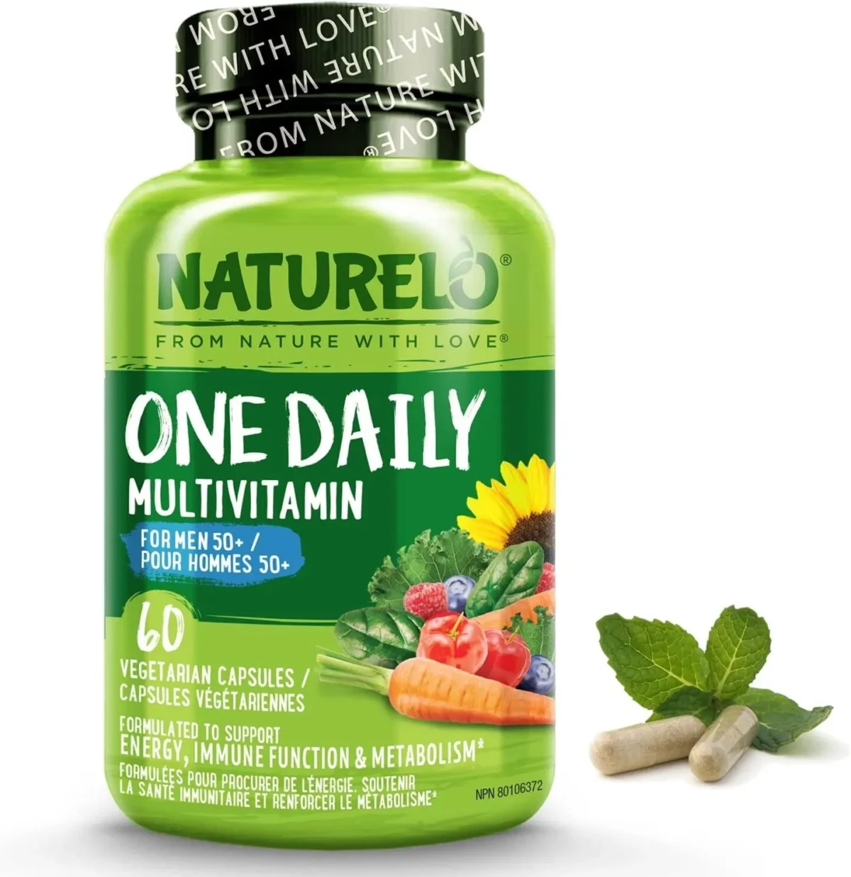 NATURELO One Daily Multivitamin for Men - with Vitamins & Minerals + Organic Whole Foods - Supplement to Boost Energy, General Health - Non-GMO - Image 1