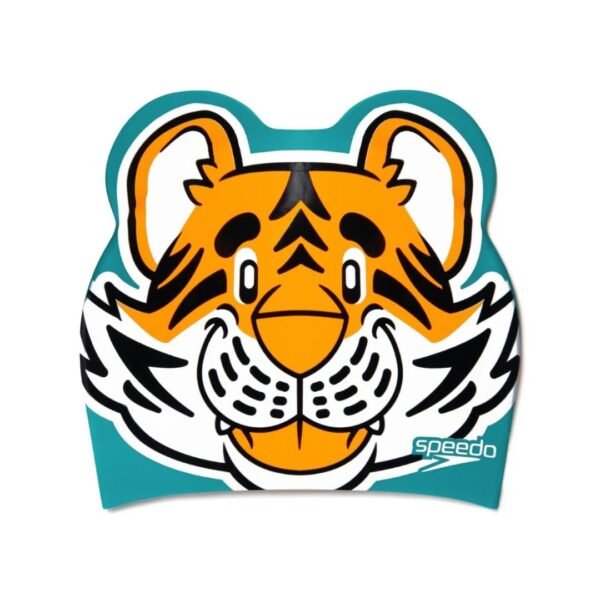 Speedo SplashPop Printed Cap – Kids Blue/Orange