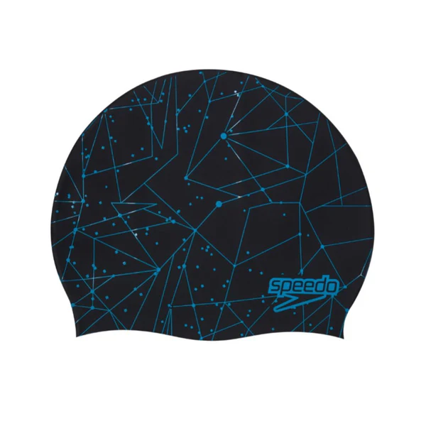 Speedo HydroSlogan Silicone Cap – Unisex Black/Blue