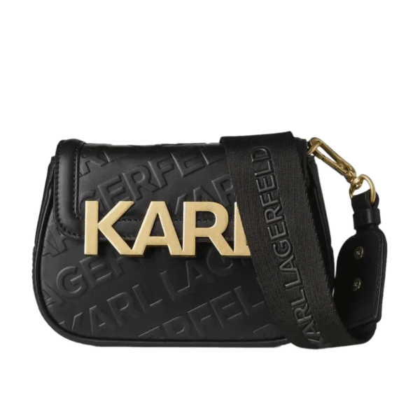 Karl Lagerfeld Embossed Crossbody Bag – Black