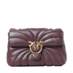 PINKO Love Puff Classic Shoulder Bag – Sheepskin Leather, Burgundy
