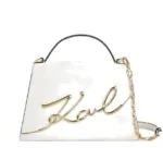 Karl Lagerfeld K/Signature Trapeze Crossbody – White Cow Leather