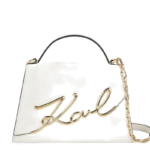 Karl Lagerfeld K/Signature Trapeze Crossbody – White Cow Leather