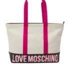Love Moschino Summer Canvas Tote – Ivory/Fuchsia