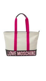 Love Moschino Summer Canvas Tote – Ivory/Fuchsia