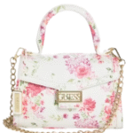 GUESS Flora Charm Mini Bag – White & Pink Bloom