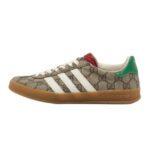 Gucci x Adidas Beige GG Supreme Canvas Gazelle Sneakers