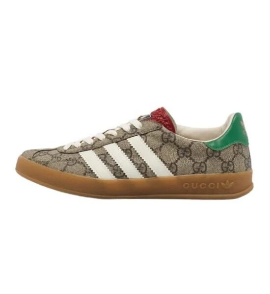 Gucci x Adidas Beige GG Supreme Canvas Gazelle Sneakers
