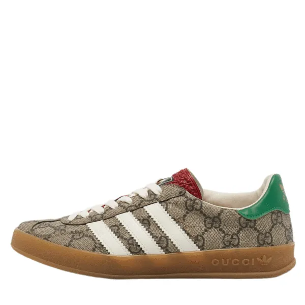 Gucci x Adidas Beige GG Supreme Canvas Gazelle Sneakers