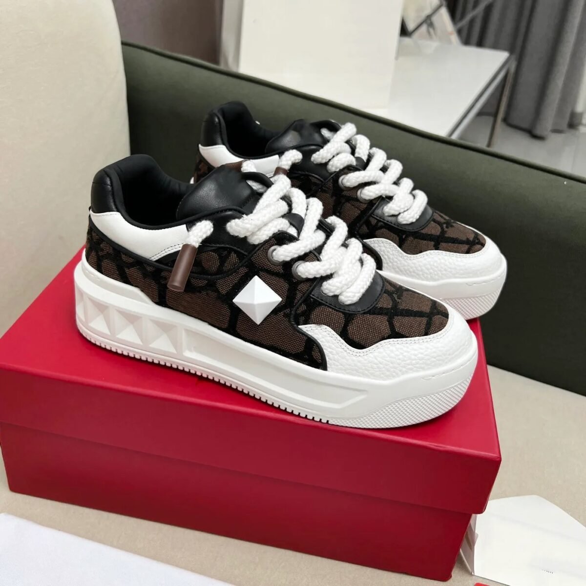 Valentino Garavani One Stud XL Leather Sneakers - Image 11