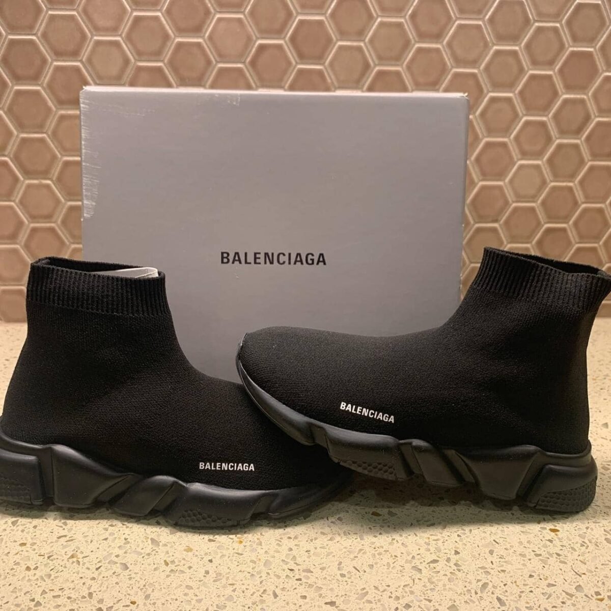 Balenciaga Speed Trainer Sneakers – Black Knit Fabric - Image 12