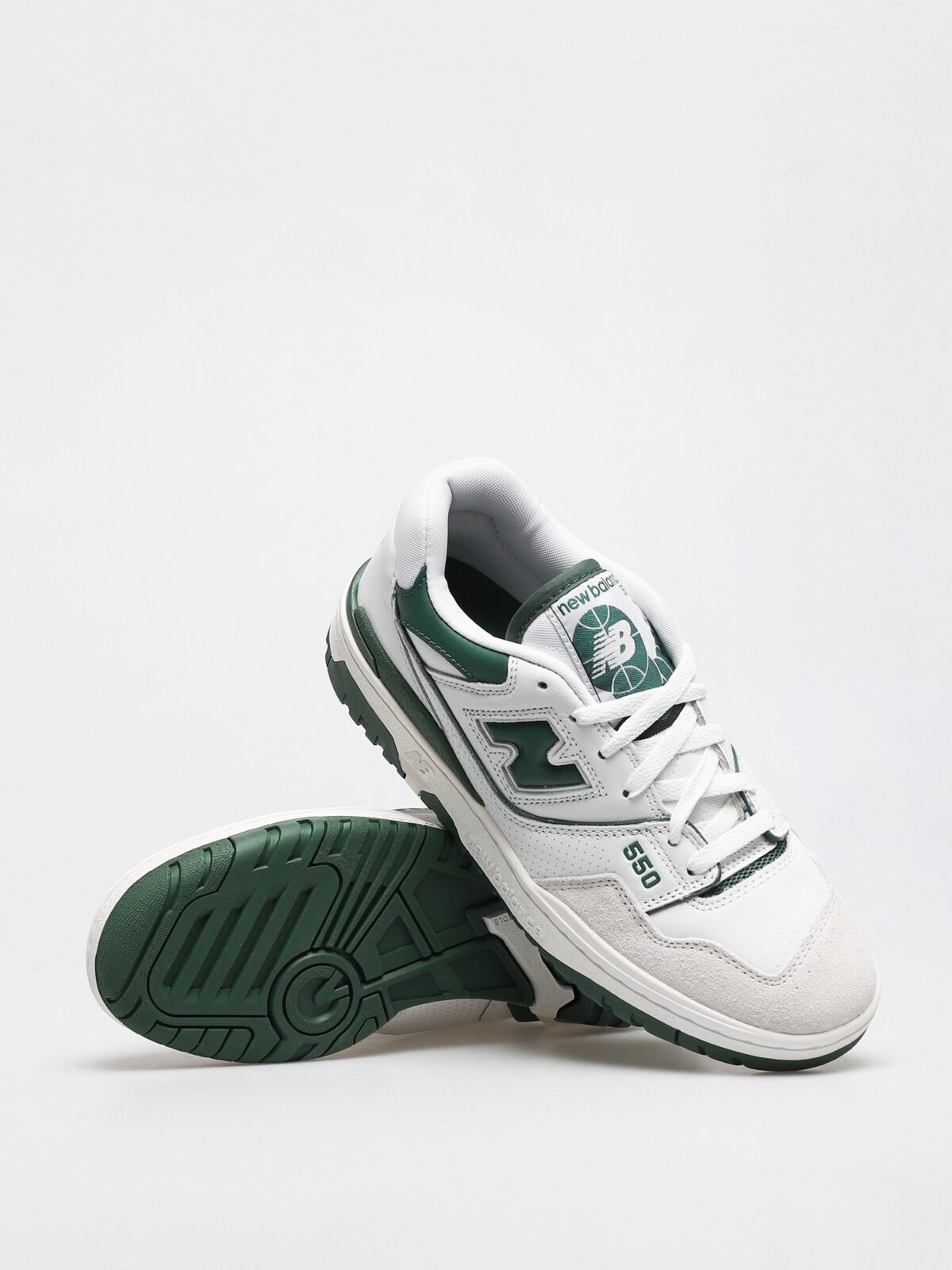 New Balance 550 White Green Unisex Sneakers - Image 2