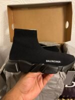 Balenciaga Speed Trainer Sneakers – Black Knit Fabric - Image 13
