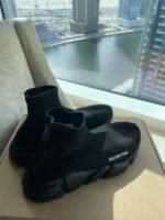 Balenciaga Speed Trainer Sneakers – Black Knit Fabric - Image 19