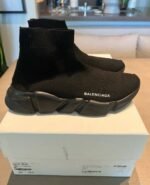 Balenciaga Speed Trainer Sneakers – Black Knit Fabric - Image 14