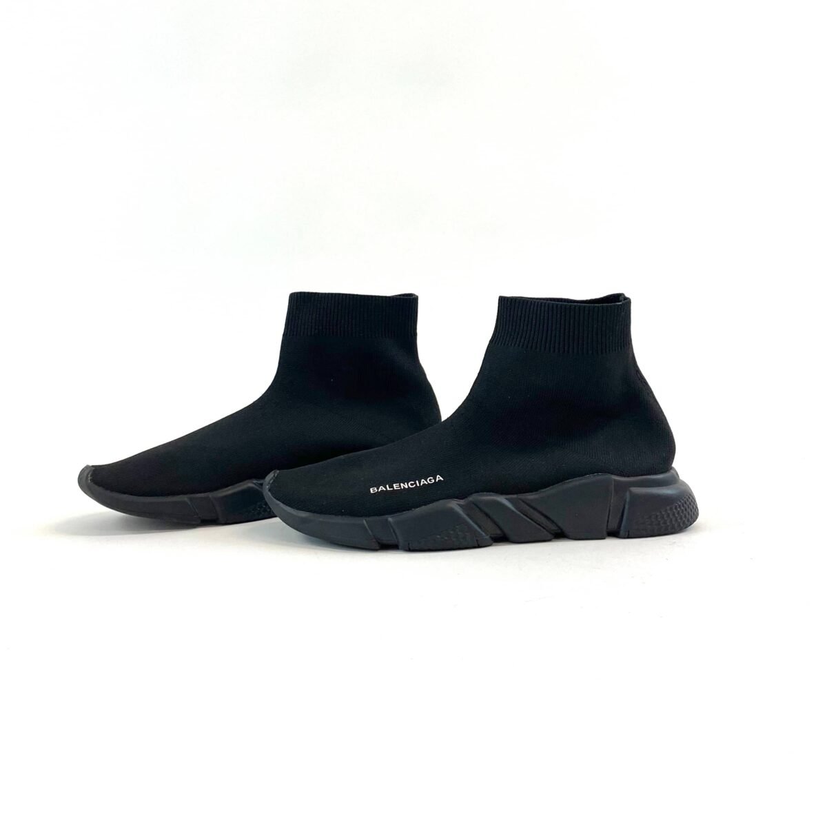 Balenciaga Speed Trainer Sneakers – Black Knit Fabric - Image 4