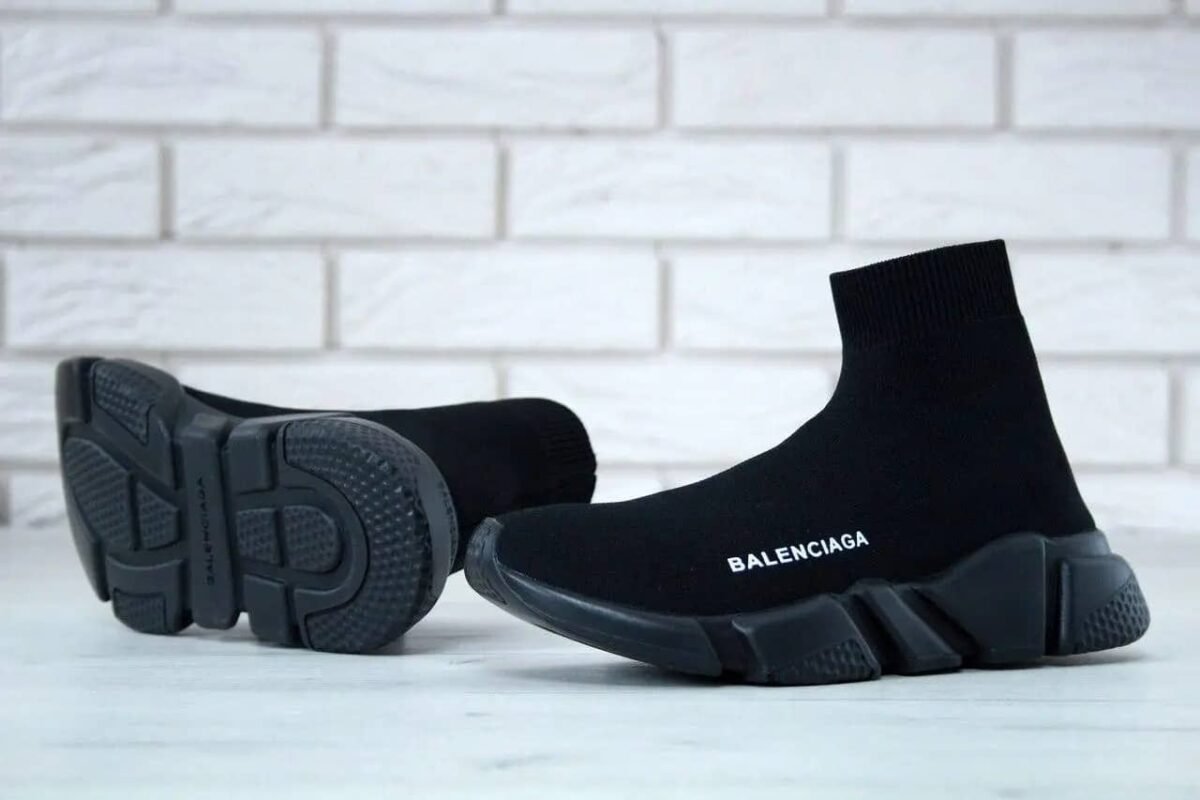 Balenciaga Speed Trainer Sneakers – Black Knit Fabric - Image 11