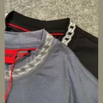 Hugo Boss Interlock Cotton T-Shirt with Chain Print Collar - Open Blue - Image 4