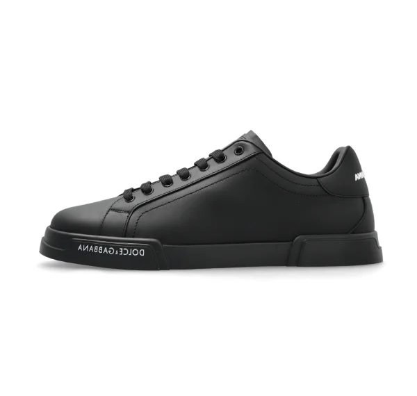 Dolce & Gabbana Portofino Leather Sneakers – Black – Men’s