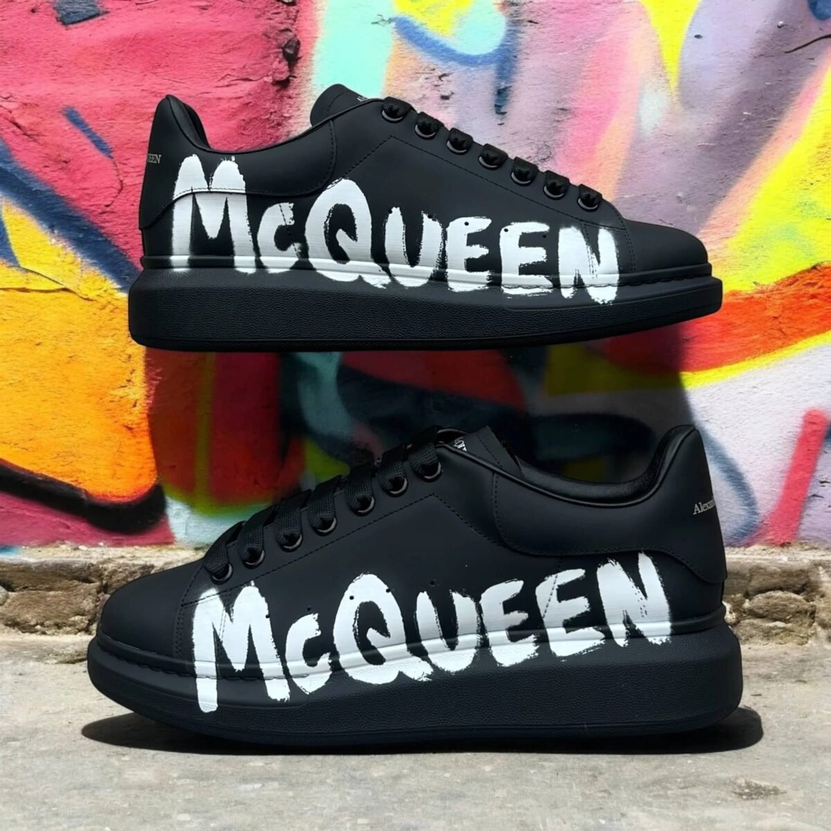 Alexander McQueen Oversized Sneakers 'Graffiti Black/White' - Image 2