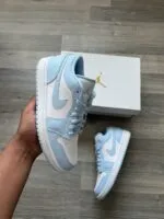 Air Jordan 1 Low Women’s Shoes White/Ice Blue - Image 14