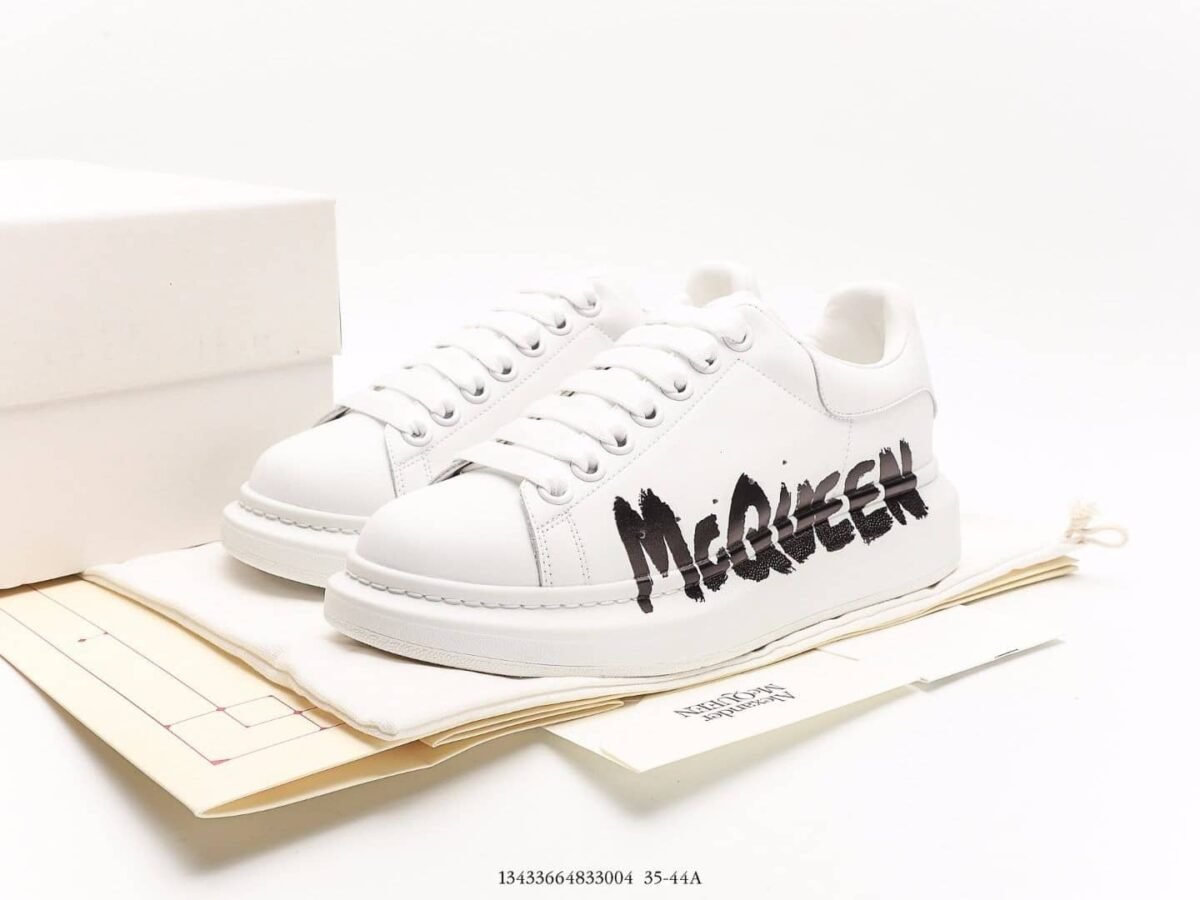 Alexander McQueen Graffiti-Print Oversized Sneakers – White - Image 8