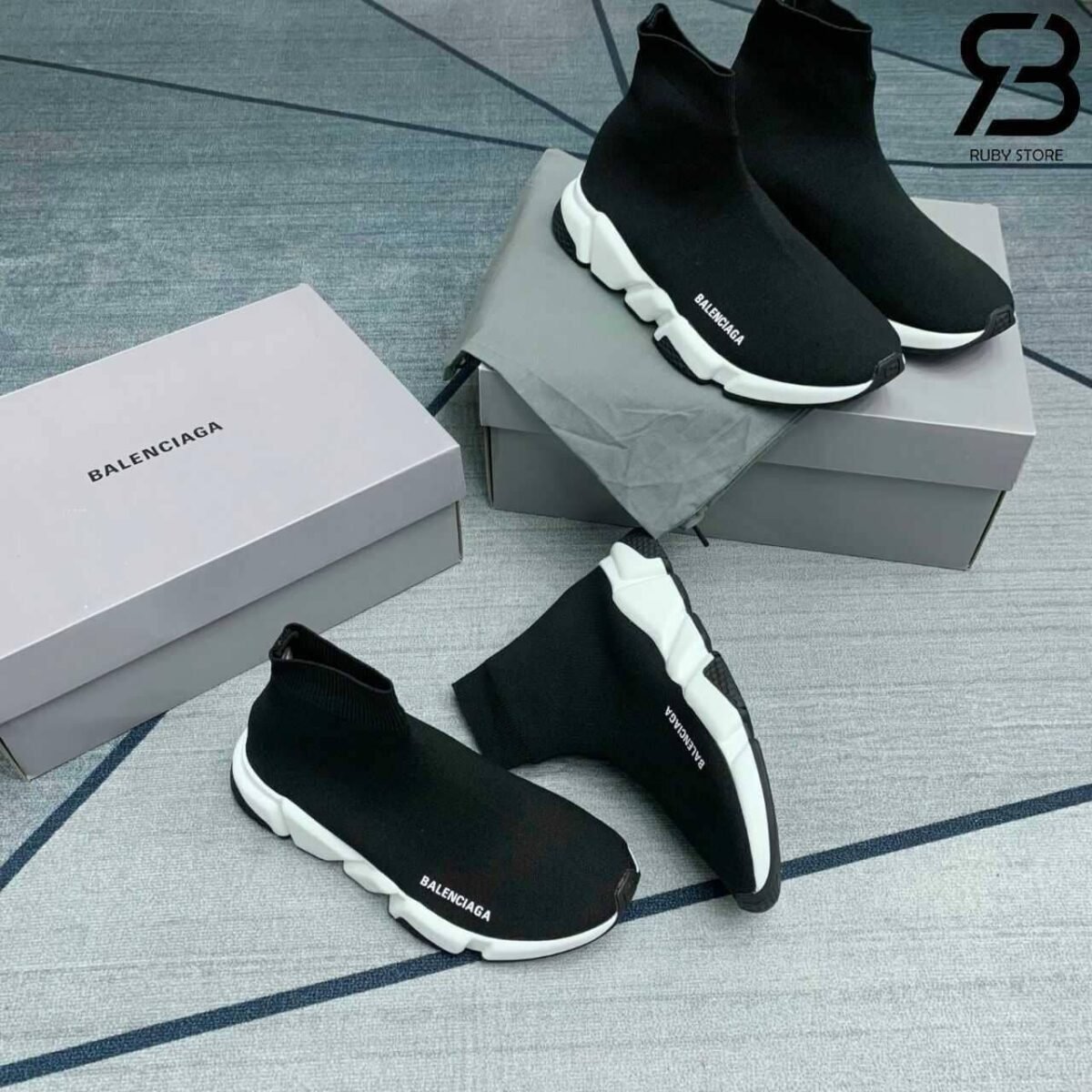 Balenciaga Speed Trainer Sneakers – Black & White - Image 9