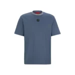 Hugo Boss Interlock Cotton T-Shirt with Chain Print Collar - Open Blue - Image 2