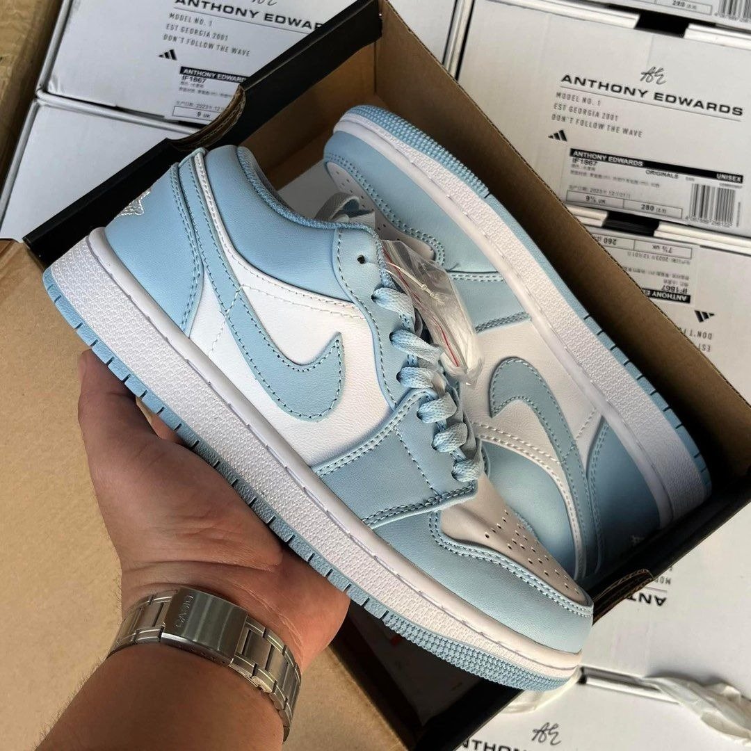 Air Jordan 1 Low Women’s Shoes White/Ice Blue - Image 17
