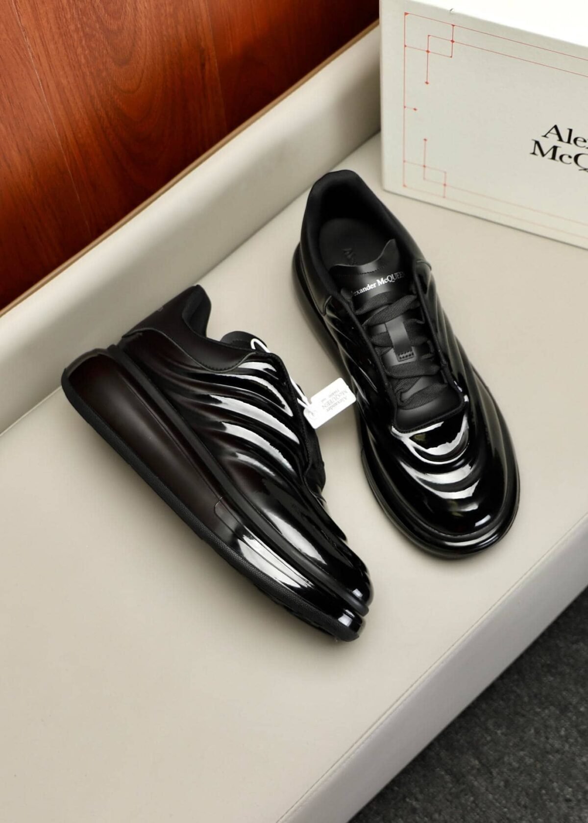 Alexander McQueen Oversized Sneakers 'Black Lux Gloss' - Image 8