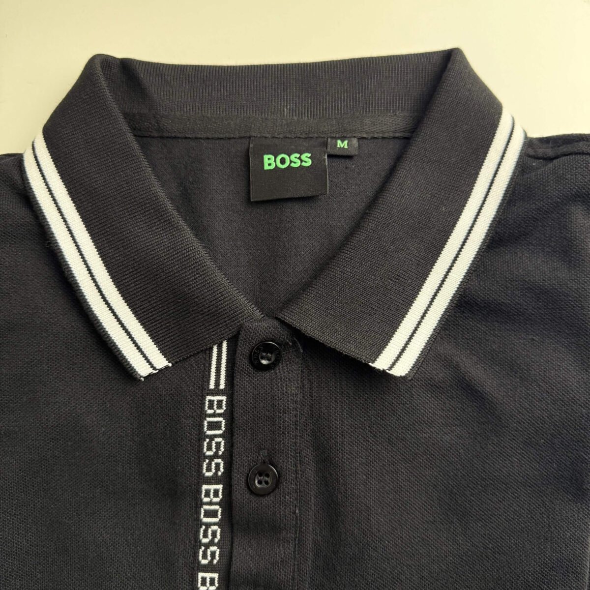 BOSS Polo Shirt with Raised Logo – Black - Image 3