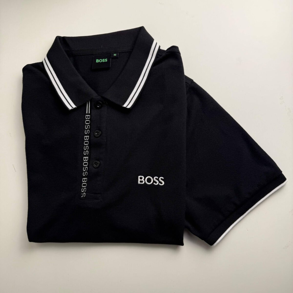BOSS Polo Shirt with Raised Logo – Black - Image 4