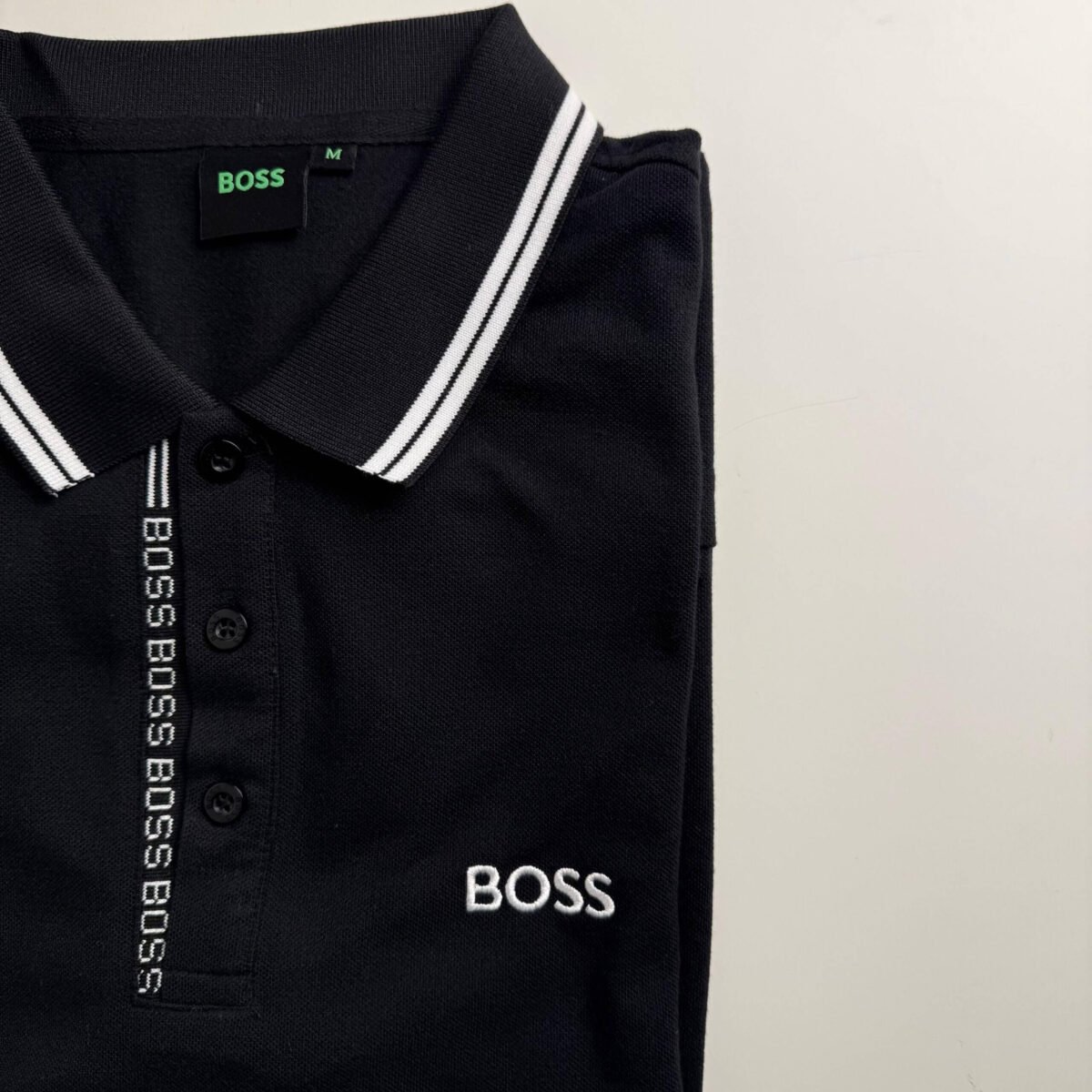BOSS Polo Shirt with Raised Logo – Black - Image 2